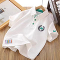 Boys' summer new arrival: preppy collar embroidered m short-sleeve polo shirt - kids' casual chic top [yh]