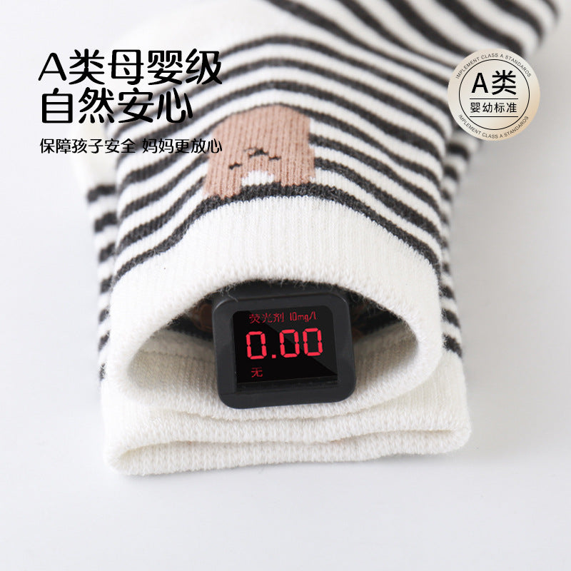 Babylon five-pair kids socks combed cotton breathable type a knee socks socks stripes boneless infant socks