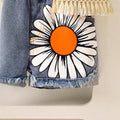 Girls' and boys' floral tassel top, denim shorts, and backpack set