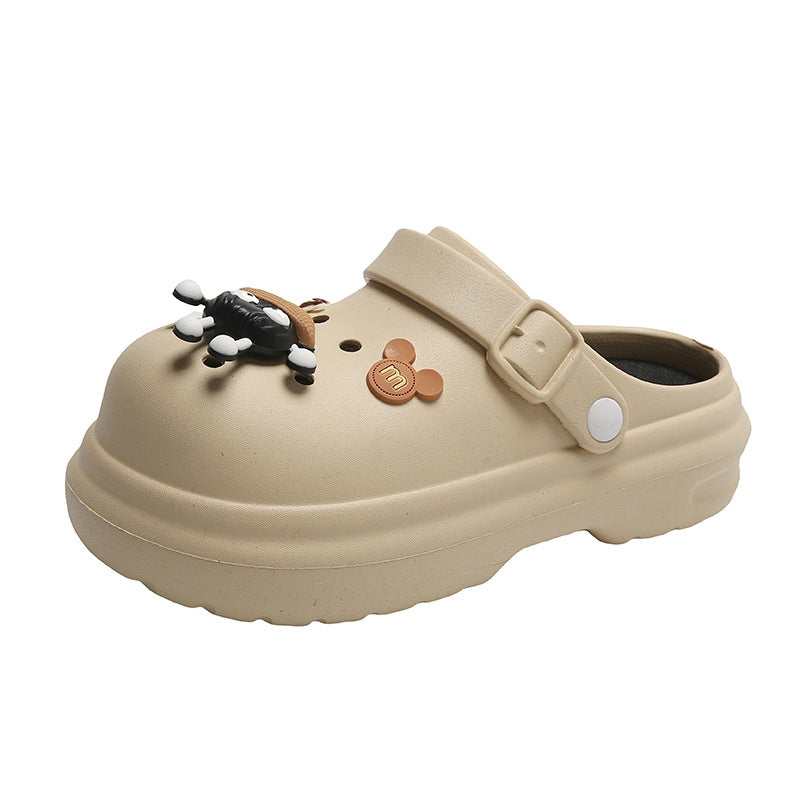 Thick sole crocs women's new arrivalsummeroutwear non-slip deodorizing filter beach eva toe cap slippers couplethick sole shoes