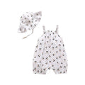 Infant summer sling baby breathable full printed cherry pattern romper pullover hooded pure cotton breathable romper