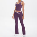new arrival: double-sided brushed fleece color block compression yoga set - breathable, cross-back design, perfect for running and fitness (two-piece set)