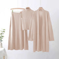 Korean style casual knit sweater set for women - new autumn/winter collection: high neck vest, midi skirt, and inner layer three-piece set