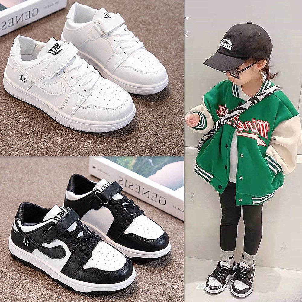 Boys' shoes spring 2025 new girls' sports shoes medium and large children's board shoes low-top aj children's breathable casual shoes
