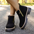 cross-border round toe side zipper martin boots ankle boots chunky heel new autumn/winter plus size women's ankle boots for export