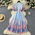 Luxury french-style gradient print dress - women's summer heavy-duty hollow-out crochet dress - elegant and sophisticated maxi dress