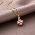 popular fashion full diamond four-leaf clover necklace accessible luxuryniche style women's versatile elegant non-fading clavicle chain suit