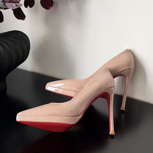 Wo huizhou women's patent leather platform pumps - european & american style, lightweight luxury, versatile stiletto heels, comfortable for everyday wear