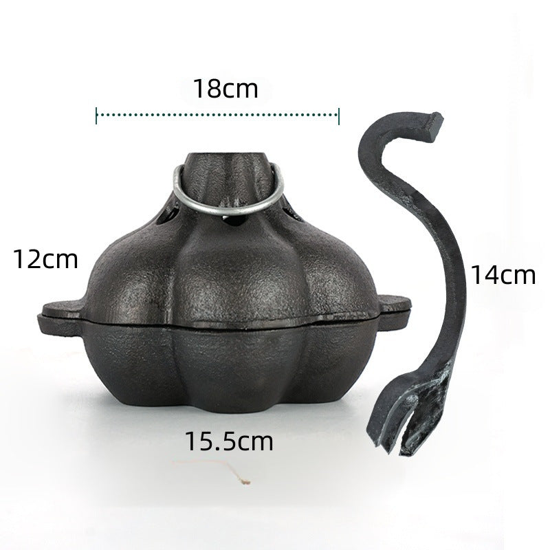 Cast iron BBQ grilled garlic iron pot grilled orange tea stewed chestnut dried fruit uncoated binaural barbecue