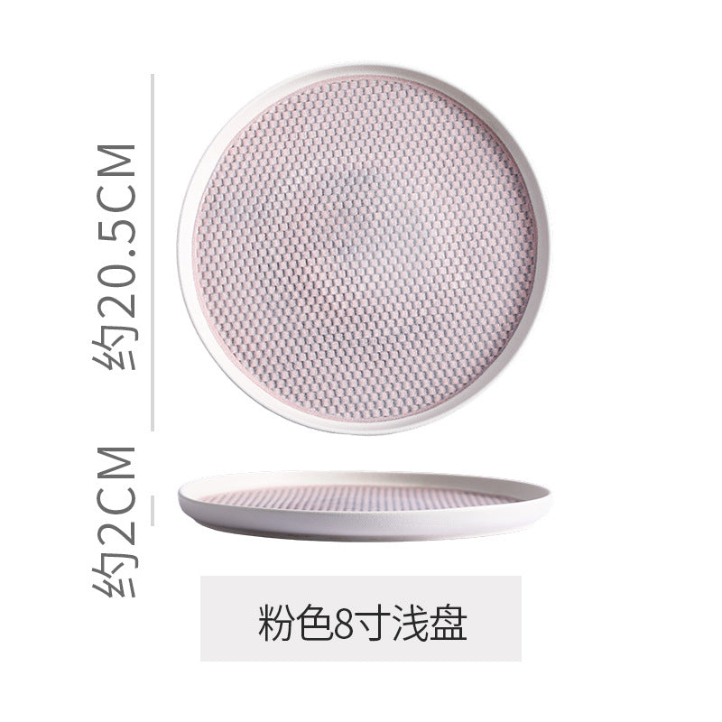 Ins embossed steak plate western dinner plate high-end creative home ceramic pasta dessert pastry wedding presentation plate