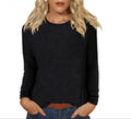 new women's casual long-sleeve solid color crew neck t-shirt for cross-border