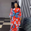 African batwing sleeve robe -  &  women's clothing - loose fit plus size printed chiffon dress