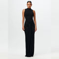 summer new european and american cross-border women's fashion solid color round neck sleeveless tie-up bodycon mini dress