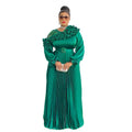 fashionfashionelegantlong sleevesdress african export plus size women's pleated skirt
