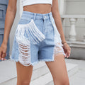 European and american cross-border e-commerce women's summer new arrivals:  independent store washed fringe distressed denim shorts