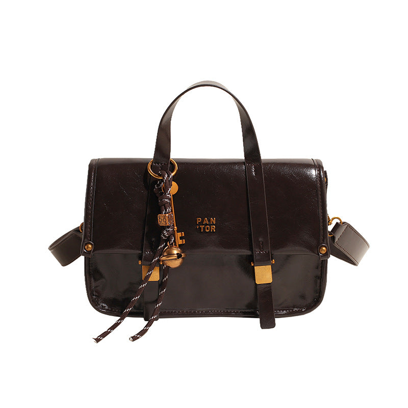 Cross-border retro high-end portable small bag women's bag 2025 new simple small square bag versatile shoulder messenger bag