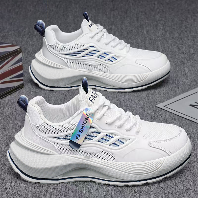 Men's shoes 2026 spring trendy brand versatile casual sports ultralight running shock absorption height increasing student white sneakers dad shoes