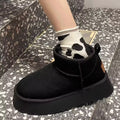 Thick sole snow boots women's shoes 2025 winternew arrivalfleece-linedthickened cotton shoes women's heattech fur short boots trendy