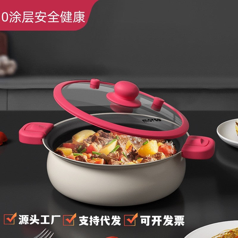 New low-pressure non-stick soup pot, brand new, uncoated, multi-functional, large capacity, micro-pressure cooker, stove-top compatible, wholesale gift option