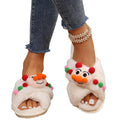plus size fur slippers for women 2024fall and winternew arrivalflats home indoor and outdoor wear cross cartoon cotton slippers