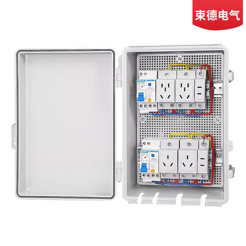 Locked row plug waterproof box rainproof outdoor open-air battery car charging pile box anti-theft mobile socket power box