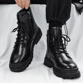 Spring classic round toe boots men's british style high-top motorcycle zipper workwear boots thick sole short boots 8605