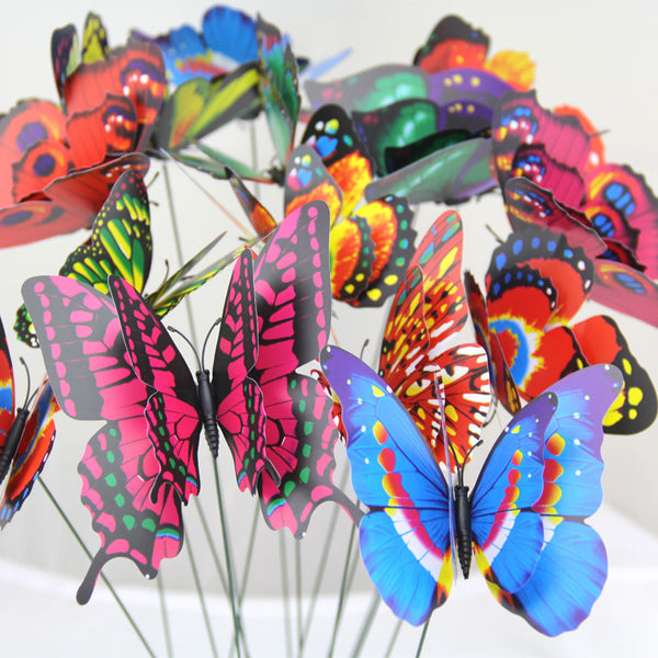 12 cm double-layer plug rod butterfly PVC simulation butterfly outdoor garden decoration flower arrangement accessories garden arrangement