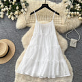 Dopamine yellow ruffle trim cami dress - women's summer korean style cake dress - vacation look, slimming, petite friendly