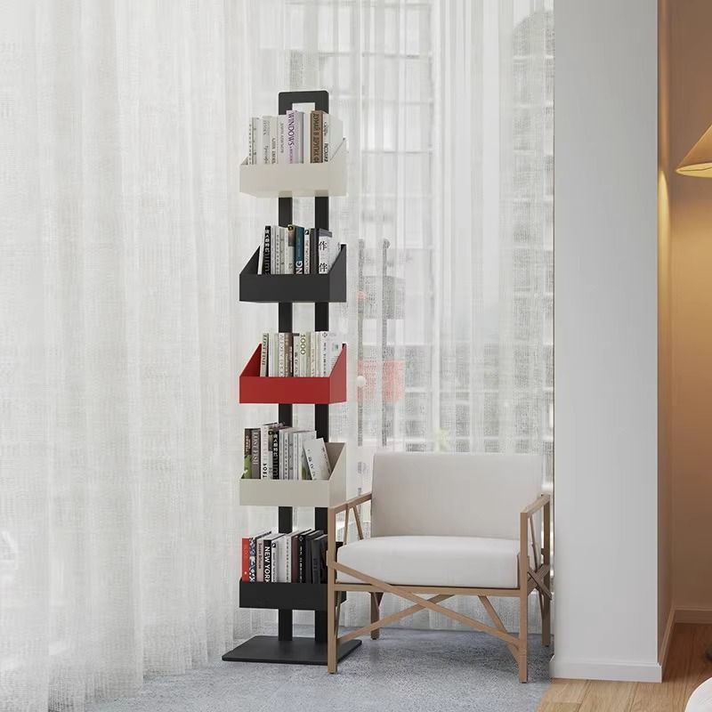 Invisible floor-to-ceiling bookshelf for living room, home iron art corner storage display shelf, 3d children's multi-layer bookcase and storage rack