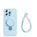 Rotating magnetic stand compatible iphone 17 pro precision cut liquid silicone phone case with lanyard, apple 13 protective cover