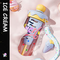 Ins style summer ice cream space water cup large capacity portable strap plastic cup tea water separation tea cup
