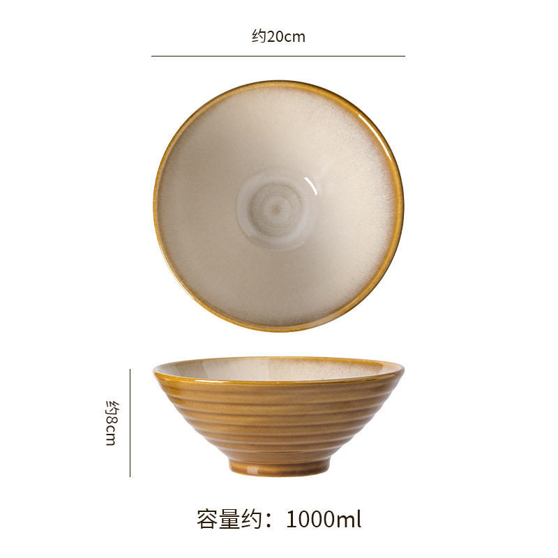 Retro style kiln discoloration clay hat bowl japanese restaurant high-looking ramen bowl home practical soup bowl noodle bowl