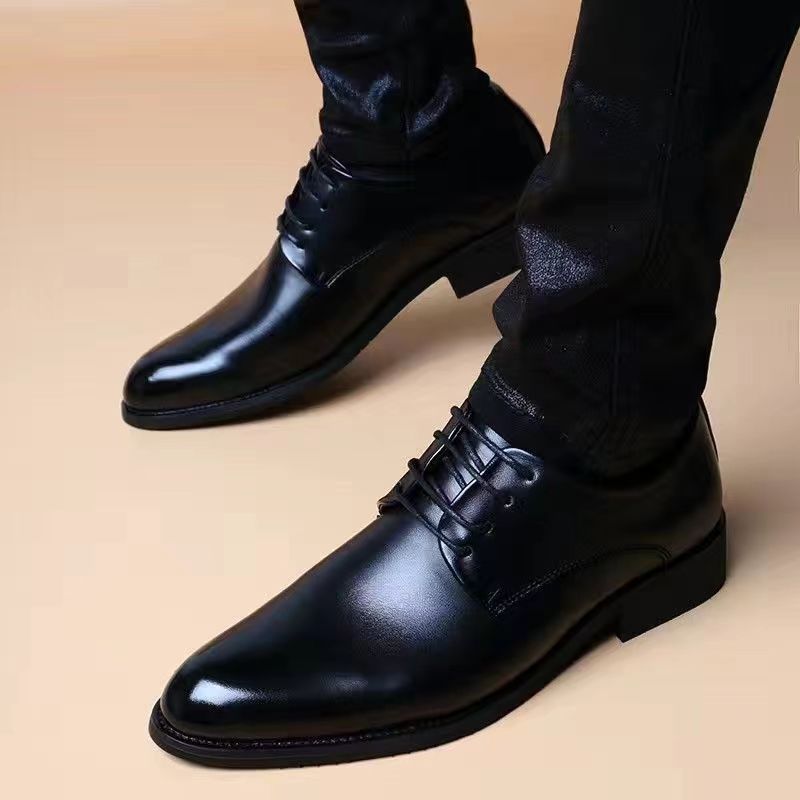 Spring men's easiest for match real soft leather trendy business casual leather shoes wedding shoes k-style pointed toe british tie back formal men's shoes