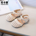 Vancahao girls' sandals -  summer new korean style children's fashion beaded closed-toe princess shoes for babies