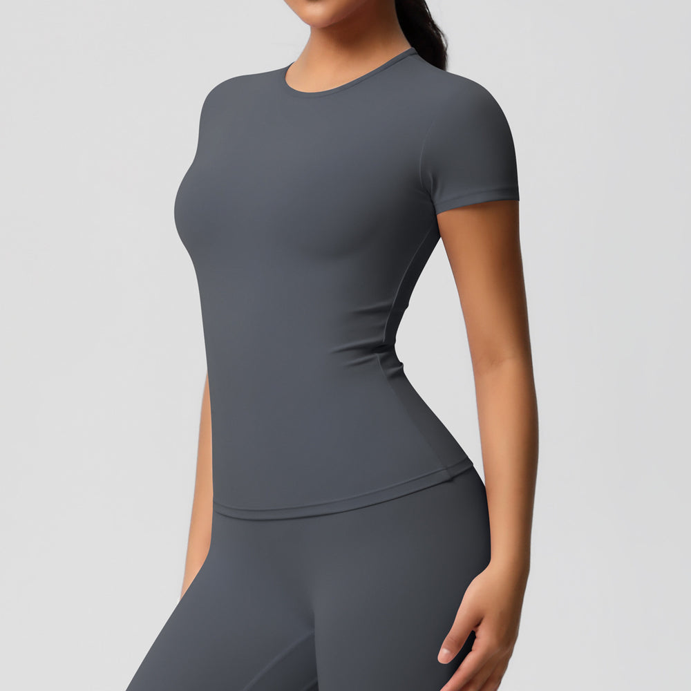 Ready-to-ship cross-border double-sided brushed, form-fitting, breathable solid color training yoga set, eight-piece athletic running fitness outfit for women
