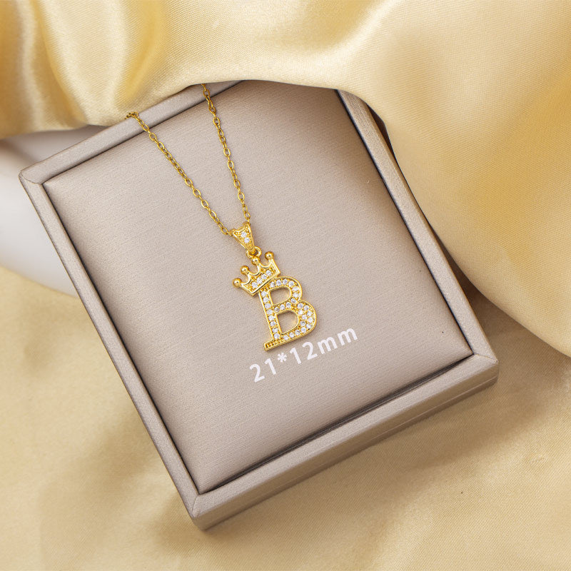 High-end letter layered necklace - 26 alphabet charms, cross-border bestseller, minimalist fashion, premium titanium steel jewelry