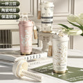 316 coffee tumbler lily of the valley thermal and cold cup for girls, good-looking straw, car double drinking cup, gift cup