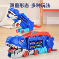 Kids tyrannosaurus rex track car toy boy dinosaur swallowing car foldable deformation competition ejection alloy car