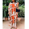 Fashion cross-border foreign trade africa  plus sizedress women's new summer chiffon printing long skirt