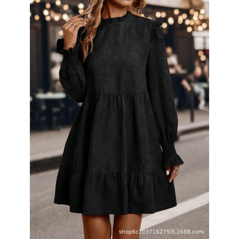 Women's solid color fitted pullover casual fashion long sleeve dress - new autumn  collection