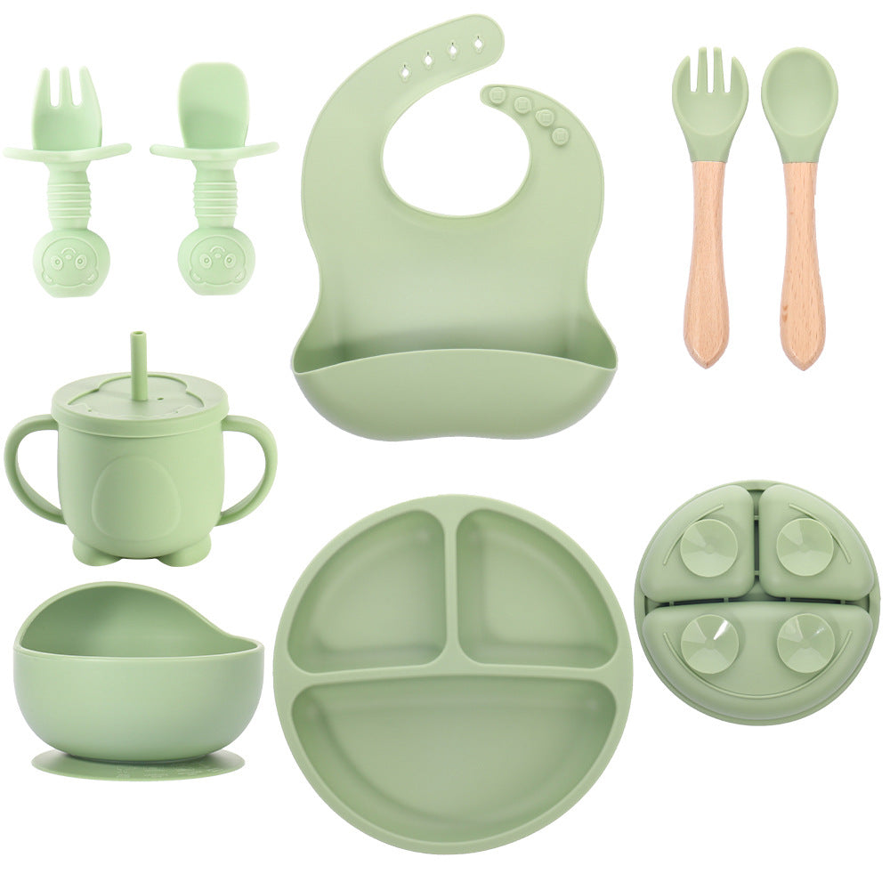 Children's bear fork and spoon set Baby eating training Silicone licking spoon Silicone fork and spoon Baby food supplement tableware spoon