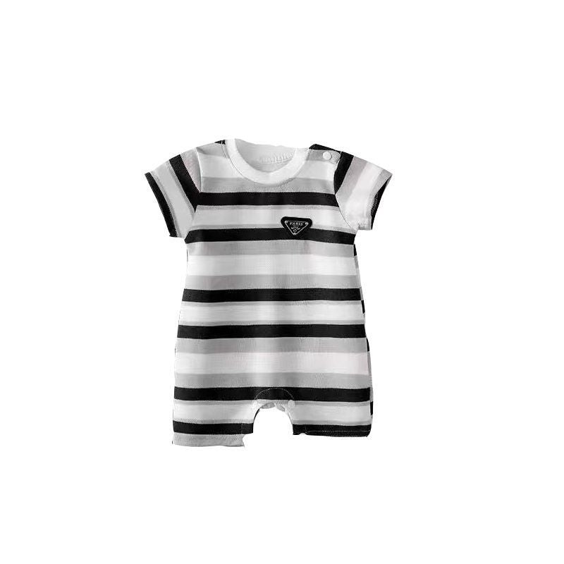 Baby boy short-sleeve romper - summer outfit, super cute & stylish, newborn infant summer striped outfit for outdoor wear