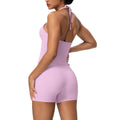 European and american new style strappy back tight sports shorts quick-dry yoga outfit set outdoor casual running fitness apparel