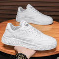 Men's spring chunky platform sneakers: waterproof, non-slip, black and white panda design, athletic casual shoes for men and teens, fashionable skate shoes