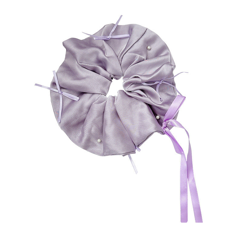 Ballet style pink satin ribbon bows large intestine hair tie female classy korean style super fairy elegant hair rope hair accessories