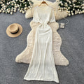 Vacation style laceembroider sleeveless dress female summerstylish feature v neck lantern sleeve waist slimming look long skirt