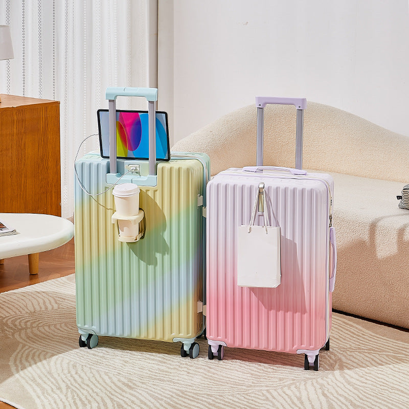 Gradual change color suitcase 2024 new women's 24-inch suitcase male student boarding password box durable large capacity