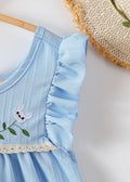 cross-border e-commerce girls' dress with lotus leaf sleeves, embroidered lace, and small pockets - perfect for beach vacations - dropshipping available