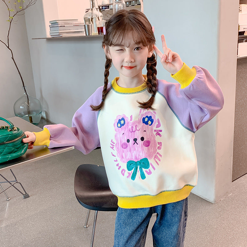 Girls' sweatshirt:  spring/autumn new arrival - trendy, stylish, long-sleeved, loose-fit top. perfect for spring, popular online, cute kids' clothing