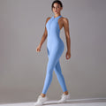 pure color high-strength tight-fitting naked sports beautiful back long one-piece yoga clothes running fitness jumpsuit for women
